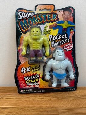 JA-RU Squish Monster 2 Pack Pocket Monsters Stretchy Squeezy Crush Smash Sensory